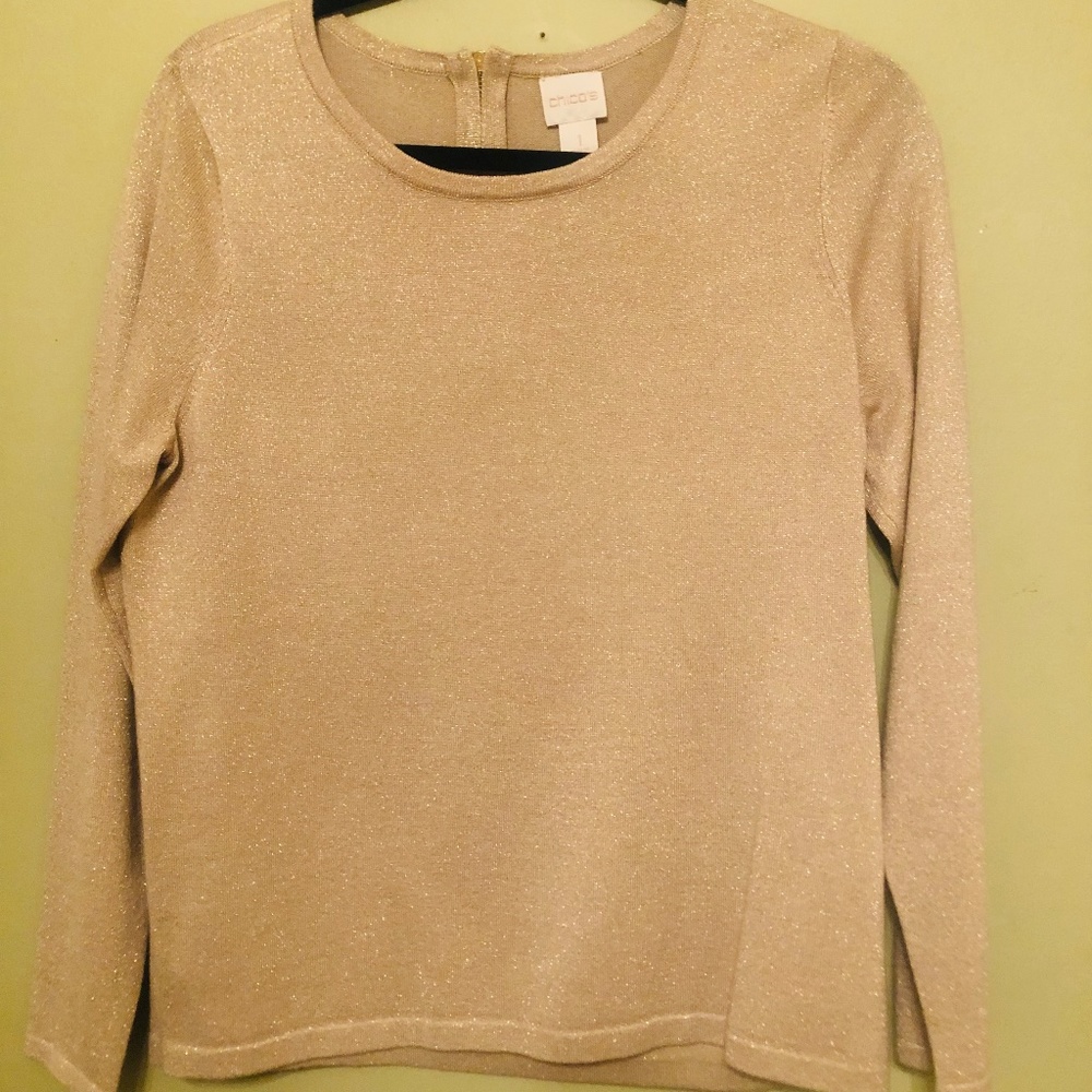Chico's Size 1 Womens Gold Sparkle Top